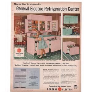 GE General Electric Refrigerator Magazine Advertisement 1957 Vintage Midcentury